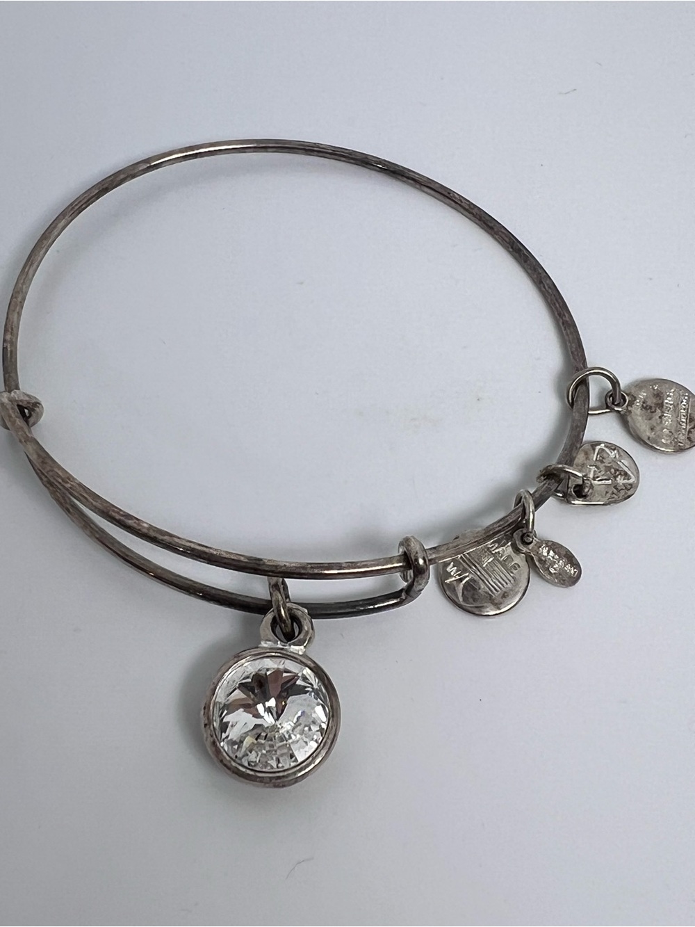 ALEX‎ AND ANI April Birthstone Charm Bangle BRACELET, Clear Crystal